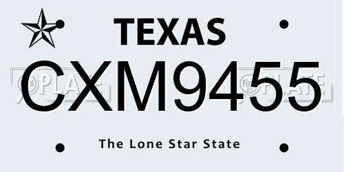 CXM9455 Texas License Plate