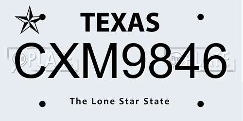 CXM9846 Texas License Plate