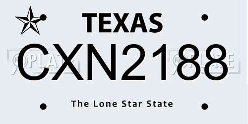 CXN2188 Texas License Plate
