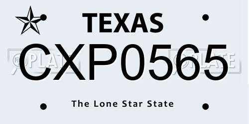 CXP0565 Texas License Plate