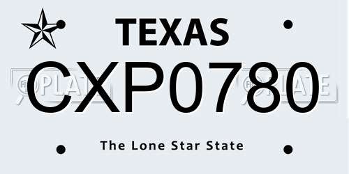 CXP0780 Texas License Plate