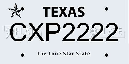 CXP2222 Texas License Plate