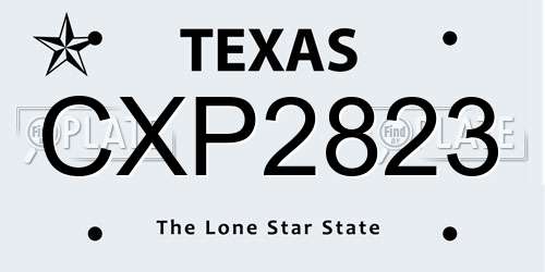 CXP2823 Texas License Plate