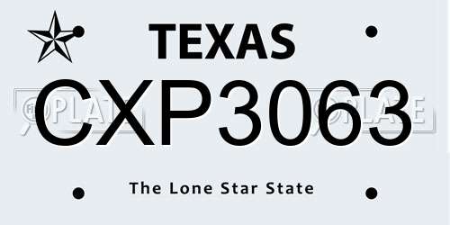 CXP3063 Texas License Plate