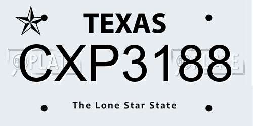 CXP3188 Texas License Plate