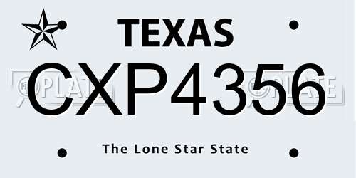 CXP4356 Texas License Plate