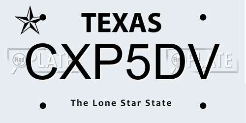 CXP5DV Texas License Plate