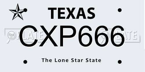 CXP666 Texas License Plate