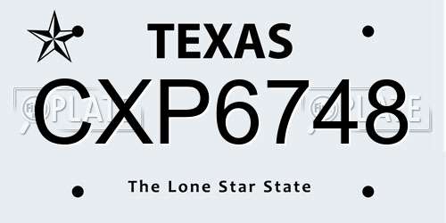 CXP6748 Texas License Plate