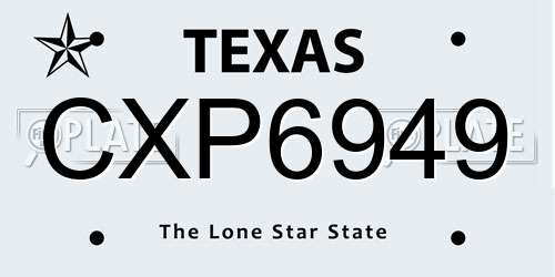 CXP6949 Texas License Plate