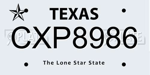 CXP8986 Texas License Plate
