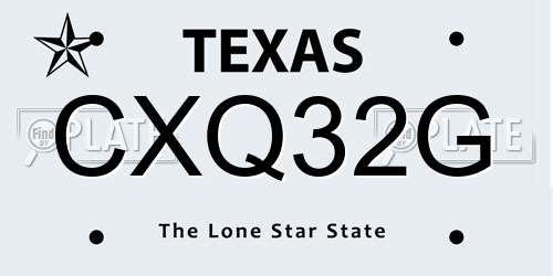 CXQ32G Texas License Plate