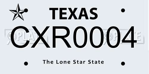CXR0004 Texas License Plate