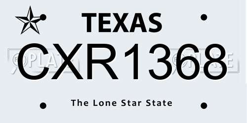CXR1368 Texas License Plate