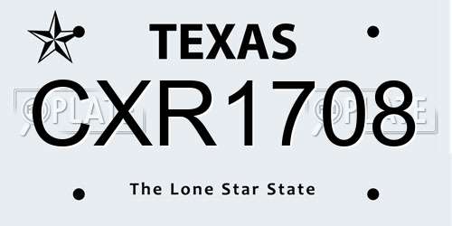CXR1708 Texas License Plate