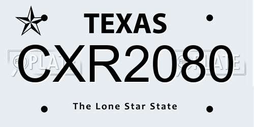 CXR2080 Texas License Plate