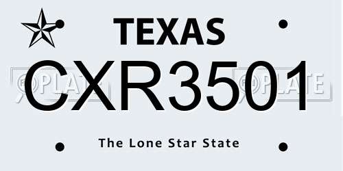 CXR3501 Texas License Plate