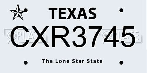 CXR3745 Texas License Plate