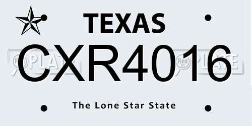 CXR4016 Texas License Plate