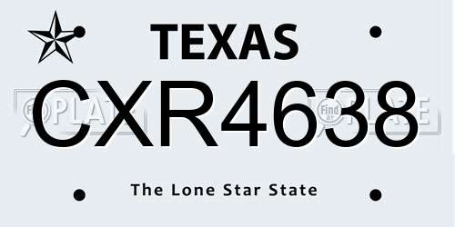 CXR4638 Texas License Plate