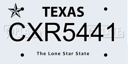 CXR5441 Texas License Plate