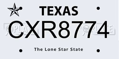 CXR8774 Texas License Plate