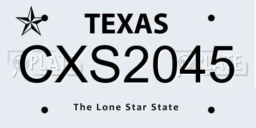 CXS2045 Texas License Plate