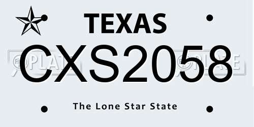 CXS2058 Texas License Plate