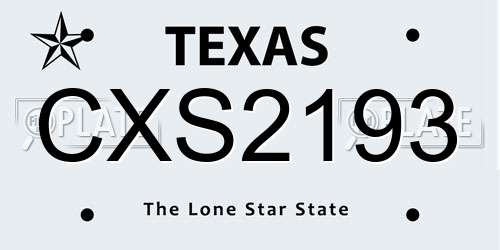 CXS2193 Texas License Plate