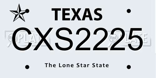 CXS2225 Texas License Plate