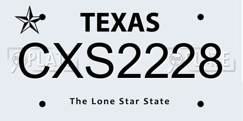 CXS2228 Texas License Plate