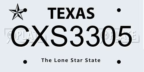 CXS3305 Texas License Plate