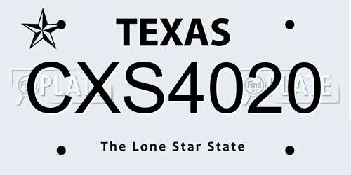 CXS4020 Texas License Plate