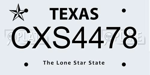 CXS4478 Texas License Plate