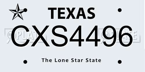 CXS4496 Texas License Plate