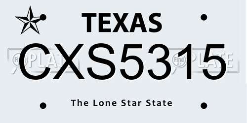 CXS5315 Texas License Plate
