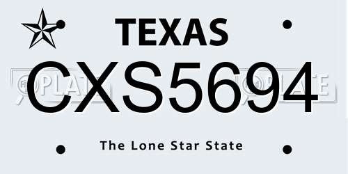 CXS5694 Texas License Plate