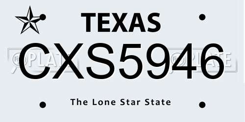 CXS5946 Texas License Plate