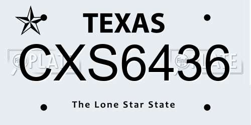 CXS6436 Texas License Plate