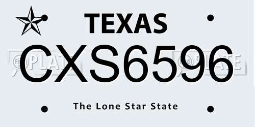 CXS6596 Texas License Plate