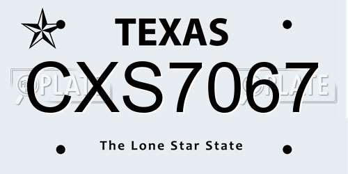 CXS7067 Texas License Plate