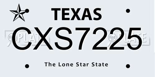 CXS7225 Texas License Plate