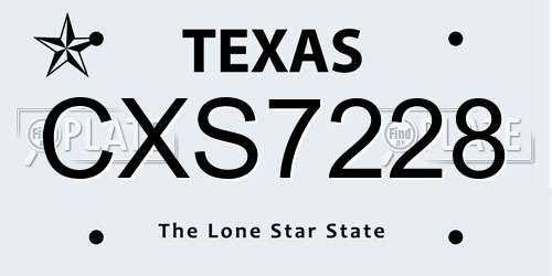 CXS7228 Texas License Plate