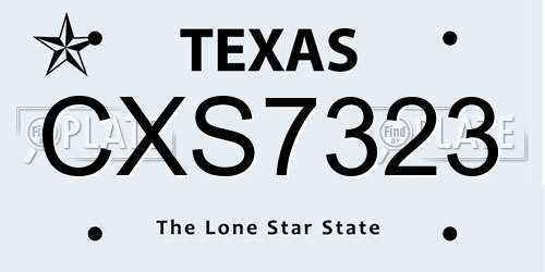 CXS7323 Texas License Plate