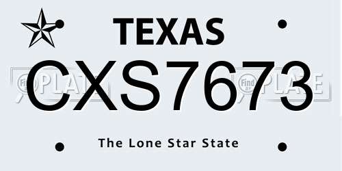 CXS7673 Texas License Plate