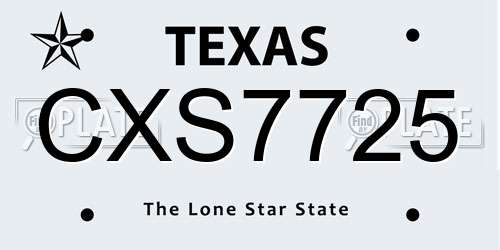 CXS7725 Texas License Plate