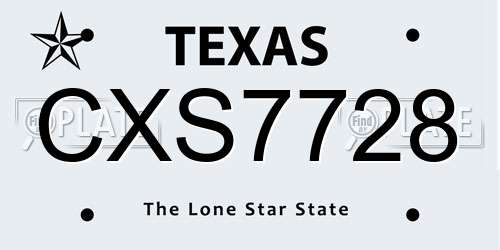 CXS7728 Texas License Plate