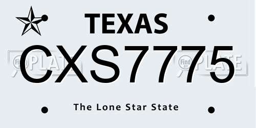 CXS7775 Texas License Plate
