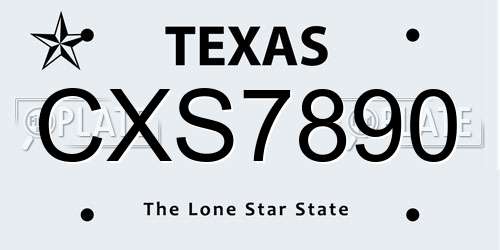CXS7890 Texas License Plate