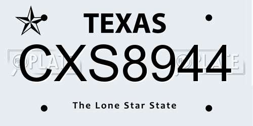 CXS8944 Texas License Plate
